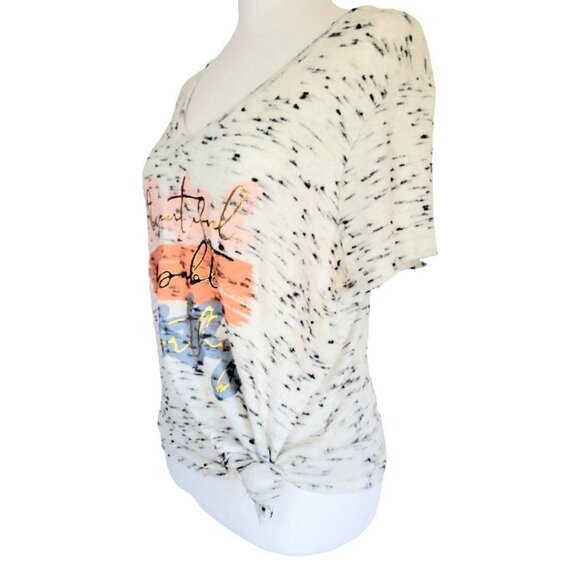 Women's M Truself short sleeve side tie knot top "beautiful" "capable" "worthy" - Picture 4 of 6